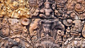 Little Statues on the Wall of Angkor Temples, Siem Reap